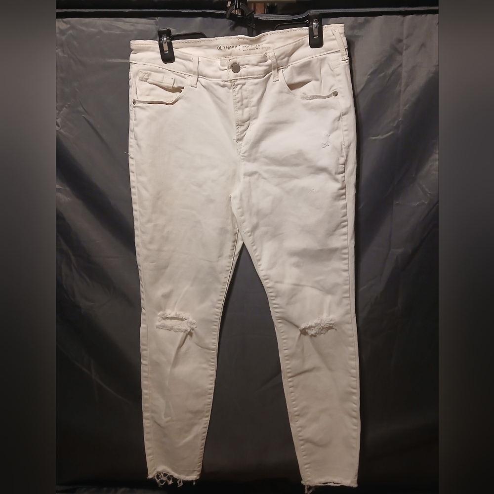 Old Navy Women's White Distressed Jeans